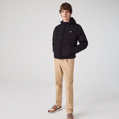 Abrigos Lacoste Corta Ligeros Agua-Resistant Puffer Hombre Negros | 61UKBTWMX