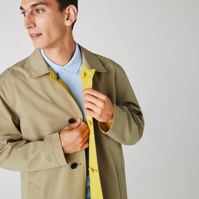 Abrigos Lacoste Ligeros Agua-Resistant Reversible Twill Hombre Beige Amarillos | 61VJOFGSR