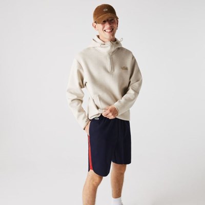 Bermudas Lacoste SPORT Contrast Bands Algodon Blend Hombre Azul Marino Rojos | 79RVEFPWA
