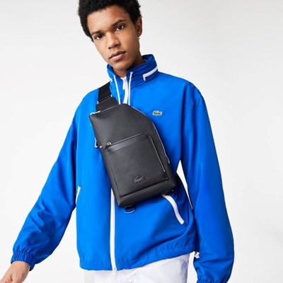 Bolsas Lacoste Chantaco Piqué leather Hombre Negros | 38IGCLRUE