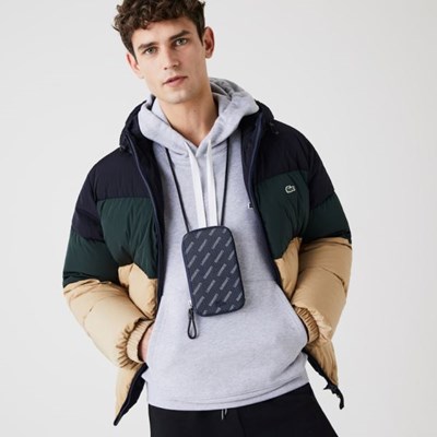 Bolsas Lacoste Chantaco Signature Piqué leather Hombre Azul Marino Blancos Negros | 28JDWSYEA