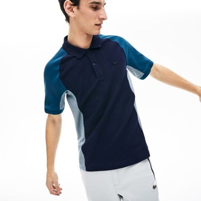 Camisa Polo Lacoste Colorblock Piqué Hombre Azul Marino Grises Azul Marino | 28NYPVZBX