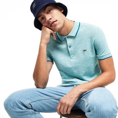 Camisa Polo Lacoste Regular Fit Piqué Hombre Azules | 80LBHKAWI