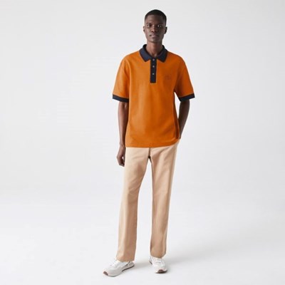 Camisa Polo Lacoste Relaxed Fit Textured Algodon Piqué Hombre Azul Marino | 18EPKCOUB