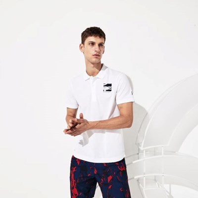 Camisa Polo Lacoste SPORT Novak Djokovic Ligeros Algodon Hombre Blancos Azul Marino | 37XQOYLSC