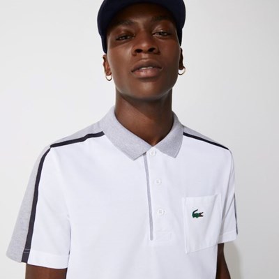 Camisa Polo Lacoste SPORT Respirable Colorblock Golf Hombre Grises Blancos Azul Marino | 25PBRFXHJ