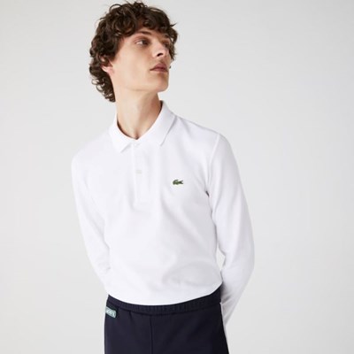 Camisa Polo Lacoste Slim Fit Petit Piqué Hombre Blancos | 20KMZNLPY