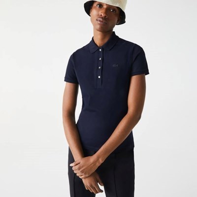 Camisa Polo Lacoste Stretch Algodon Piqué Mujer Azul Marino | 72VWGUYMR