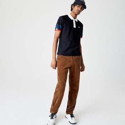 Camisas Lacoste Made in France Regular Fit Organic Algodon Hombre Azul Marino Blancos Rojos | 53OHFMWYI