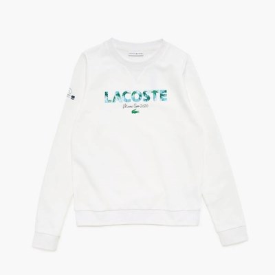 Camisas Lacoste SPORT Miami Open Print Fleece Mujer Blancos Azul Marino | 23OZYTBIL