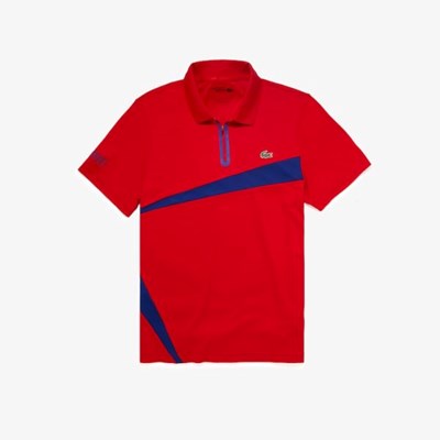 Camisas Lacoste SPORT Paneled Respirable Piqué Tenis Hombre Rojos Azules | 96WEDQHPN