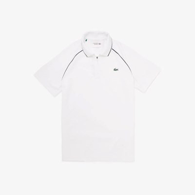 Camisas Lacoste SPORT Respirable Zippered Golf Hombre Blancos Azul Marino | 83NIHUFDL