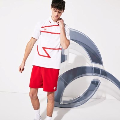 Camisas Lacoste SPORT Roland Garros x Novak Djokovic Hombre Blancos Rojos | 14IDONJYK