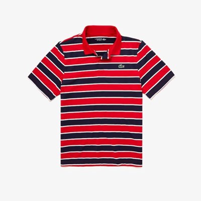 Camisas Lacoste SPORT Striped Respirable Golf Hombre Rojos Azul Marino Blancos | 40LROXAET