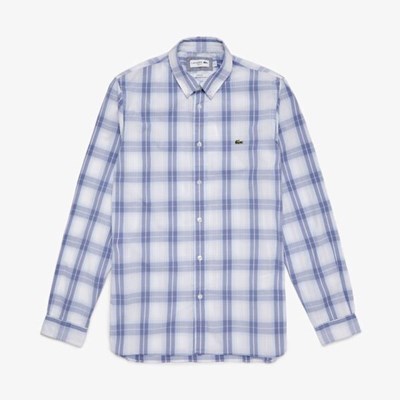 Camisas Lacoste Slim Fit Long-Sleeve Wool Stretch Hombre Morados Azules | 32TCIXRGD