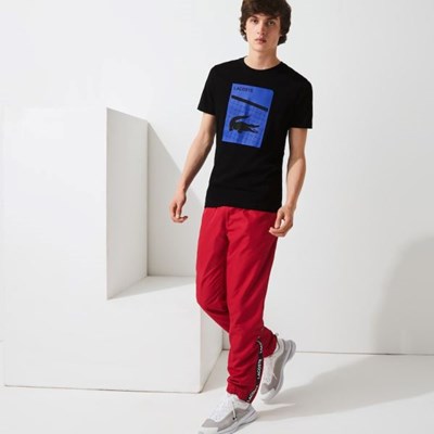 Camiseta Lacoste SPORT 3D Print Respirable Hombre Negros | 18MEWGJOI