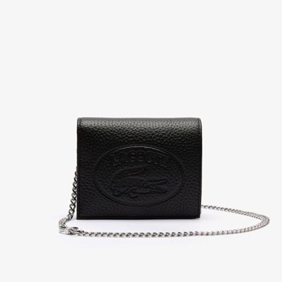 Carteras Lacoste Croco Crew Grained Cuero Phone Mujer Negros | 76VLPSMGT