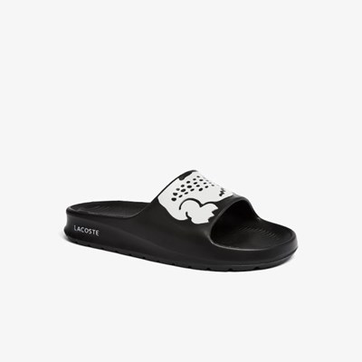 Sandalias de Diapositivas Lacoste Croco 2.0 Sintetico Print Mujer Negros Blancos | 76YJOVIMR