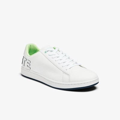 Tenis Lacoste Carnaby Evo Cuero and Citrus Accent Hombre Blancos Azul Marino | 61EKRLSIJ