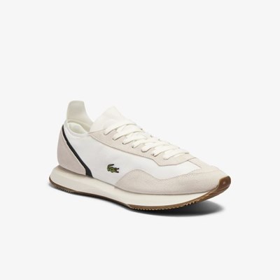 Tenis Lacoste Match Break Textil and Gamuza Hombre Beige Verdes | 53HJYPIEL
