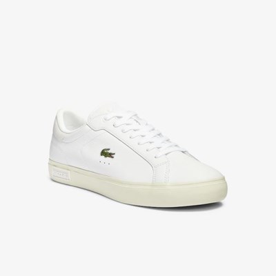 Tenis Lacoste Powercourt Smooth Cuero Hombre Blancos Blancos | 64GKHVILM