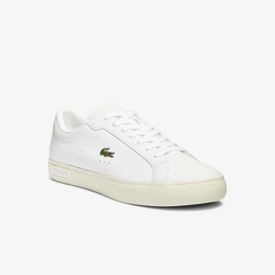 Tenis Lacoste Powercourt Smooth Cuero Hombre Blancos Grises | 83JTNVPIG