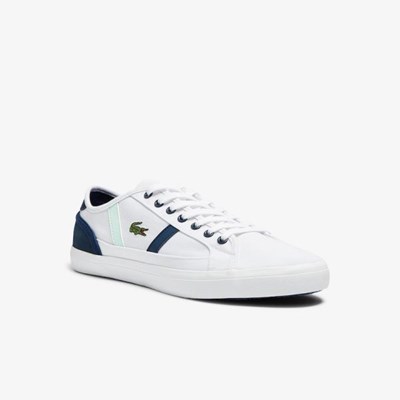 Tenis Lacoste Sideline Lona Hombre Blancos Azul Marino | 46WERUDCH
