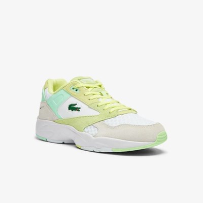 Tenis Lacoste Storm 96 Lo Gamuza and Mesh Hombre Blancos Amarillos | 04BAHPUDS
