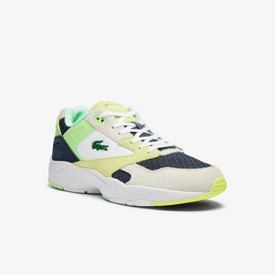 Tenis Lacoste Storm 96 Lo Gamuza and Mesh Hombre Amarillos Blancos | 92BJXSTEK