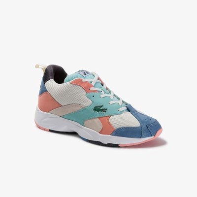 Tenis Lacoste Storm 96 Mesh and Gamuza Hombre Blancos Azules | 85LNUZCHA